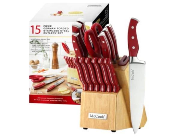 McCook MC24 Red Kitchen Knife Block Set